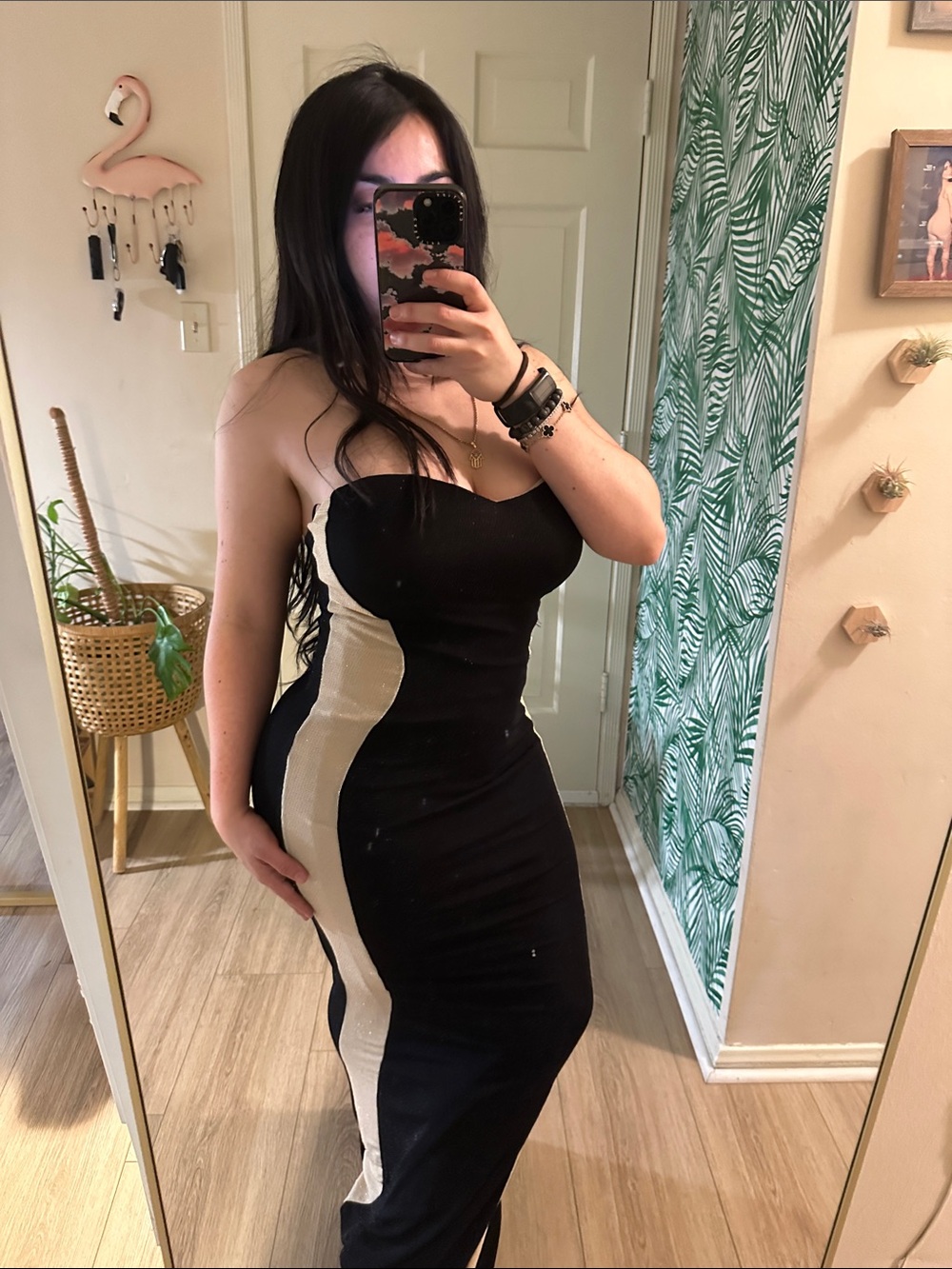 Windsor Black and Cream Strapless Maxi Hourglass Gown - Picture 4 of 12